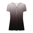 thumbnail image 3 of DDAPJ pyju Womens Petal Short Sleeve Tunic Tops Gradient Print V Neck Pleated Blouse Empire Waist Henley Shirt Prime Sales Today Gray M, 3 of 5
