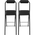 thumbnail image 3 of LOYALHEARTDY 2 Pcs Folding Stool, 29.5 in Folding Bar Stool with Backrest Cushioned Padded Folding Stool Portable Counter Height Bar Stool for Camping Kitchen Home Office (Black), 3 of 18