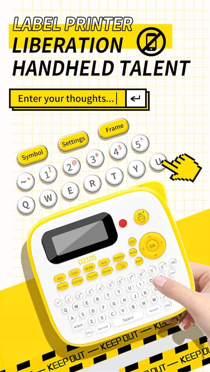 UBICON Yellow Desktop Tape Label Maker Machine for Organizing Home and Office