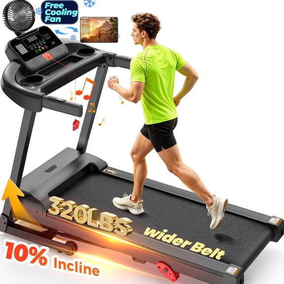 300 lbs Capacity Treadmill for Home, 3.5HP Folding Treadmill w/ 71 Preset Workouts, APP with Free Train Courses, Dual HiFi Speakers, Exercise Equipment for Walking, Jogging, Running