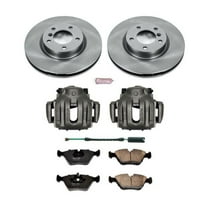 PowerStop Front Stock Replacement Brake Pad and Rotor Kit with Calipers Fits: BMW Select Models KCOE582