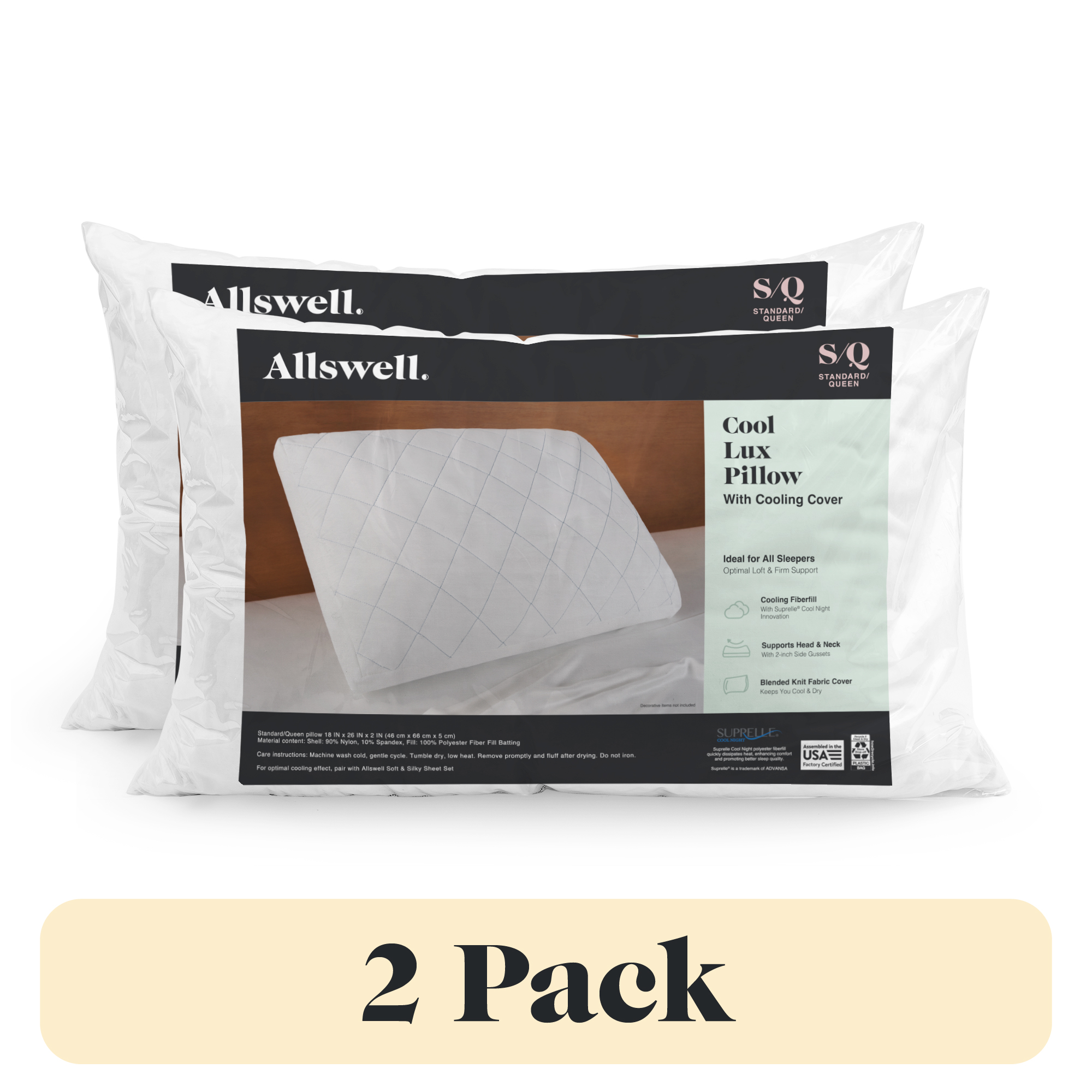 Allswell Cool Lux Bed Pillow, 2 Pack Standard/Queen photo 1