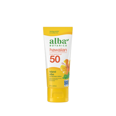 Alba Botanica Sunscreen Lotion, SPF 50, Island Vibe, 3 Oz