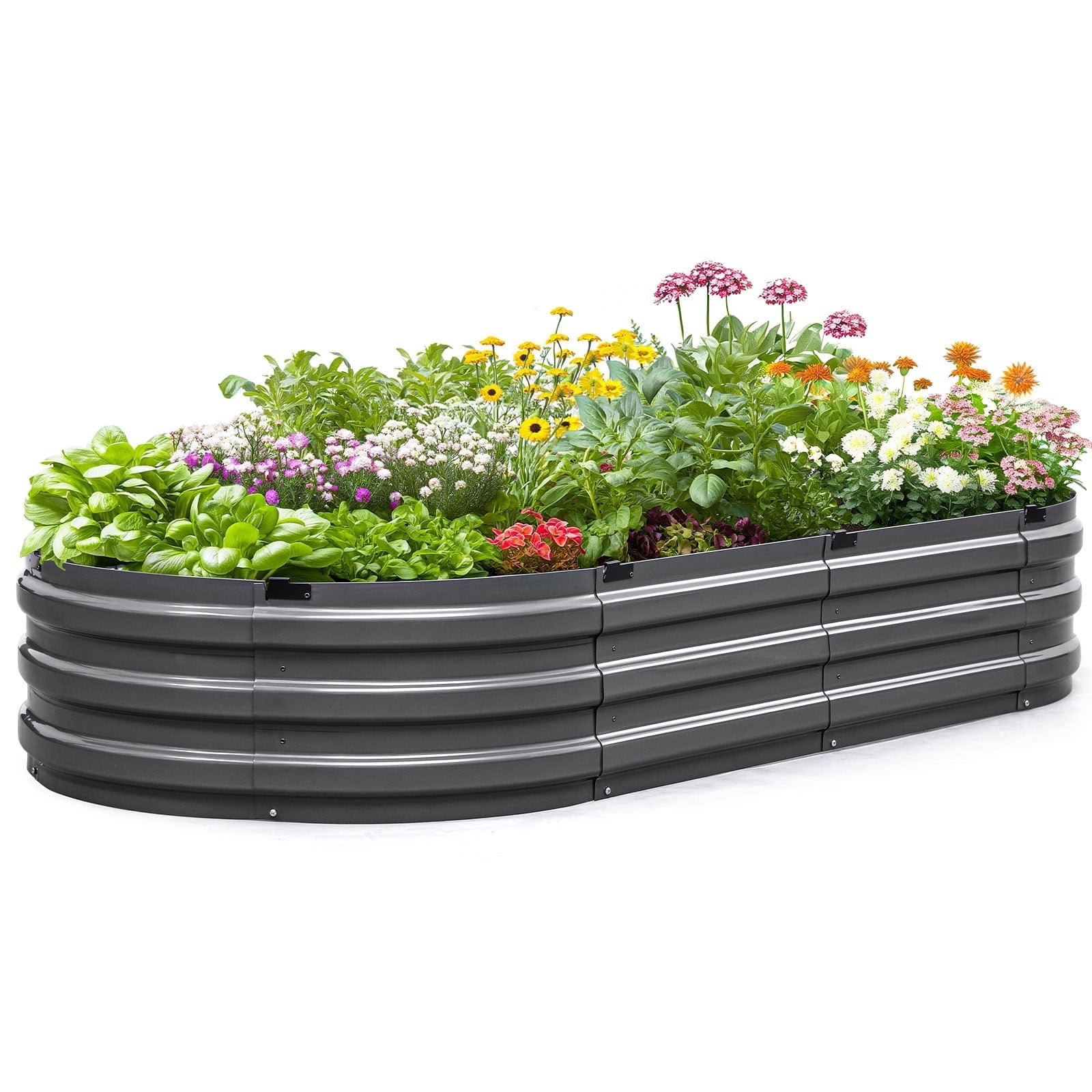 King Bird Screwless 6x3x1 ft Raised Garden Bed Galvanized Planter Box for Outdoor Gardening Dark Gray