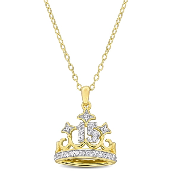 Everly Women's Created Sapphire Yellow Gold Plated Necklace