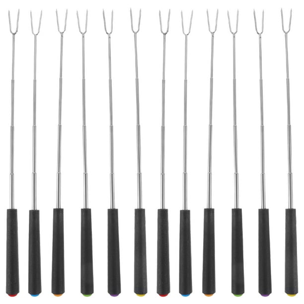 12 palitos telescópicos para asar malvaviscos, para fogatas, tenedores largos para barbacoa, brochetas para fogatas y camping