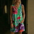 thumbnail image 6 of Womens Short Dresses Plus Size Sleeveless V-Neck Floral Printed Summer Flowy Casual Swing A-Line Sundress Beach Outfits, 6 of 8
