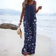 thumbnail image 2 of JULMCOMO Jumpsuits for Women Floral Print Wide Leg Casual Bib Overalls Square Neck Loose Fit Beach Summer Jumpsuits with Pockets Navy XL, 2 of 5