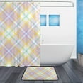 thumbnail image 2 of Coolnut Shower Curtain and Rug Set, Easter Colors Tartan Plaid Polyester Waterproof Bath Curtain and Mat for Bathroom with Hooks, 72" x 72", 2 of 6