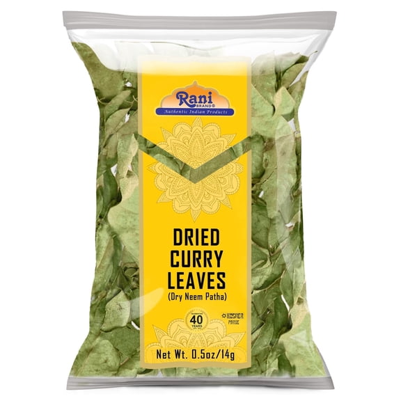 Rani Dried Curry Whole Leaves (Kari Neem Patha) Indian Spice 0.5oz (14g) ~ Non-irradiated | All Natural | Vegan | Gluten Friendly | NON-GMO | Kosher