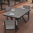thumbnail image 3 of BizChair Commercial Grade X-Frame Outdoor Dining Table 59" x 35.5" with Faux Teak Poly Slats and Metal Frame, Gray/Gray, 3 of 12