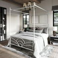 thumbnail image 2 of Home Design Denver Full Metal Canopy Bed Frame with Arched Headboard and Central Support Leg, White, Easy Assembly, 2 of 11