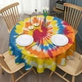 thumbnail image 3 of Vibrant Tie Dye Spiral Round Tablecloth 60"x60",Wrinkle Wipeable Table Cloth for Kitchen Dining Room Picnic Patio Party, 3 of 6
