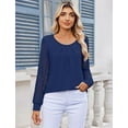 thumbnail image 4 of Weardear Women's Lace Long Sleeve Tops Crew Neck Pleated Tunic Top Business Work Dressy Blouses, 4 of 8