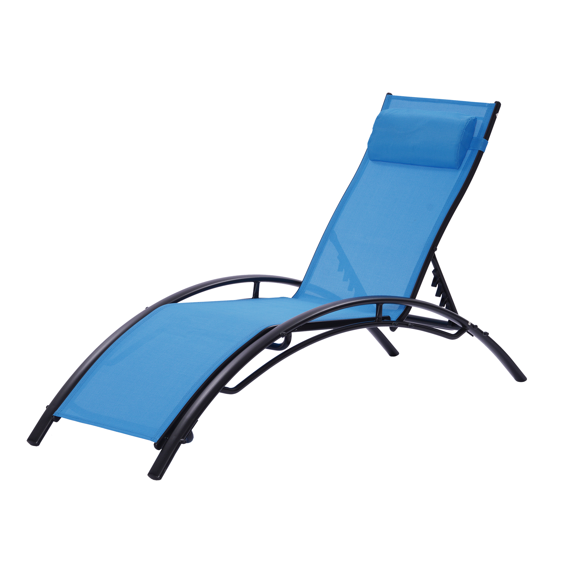 Hassch 2PCS Outdoor Chaise Lounges Aluminum Recliner Chair Beach Sun Chair, Blue - image 3 of 10
