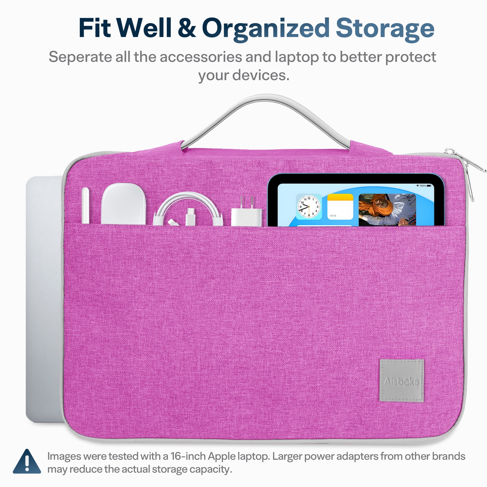 Laptop Sleeve 15.6 to 17inch, 16''Laptop Case,Zipper Laptop Bag,Wear Resistance Shockproof Soft Padded Cover Carrying Computer Bag,Fuchsia