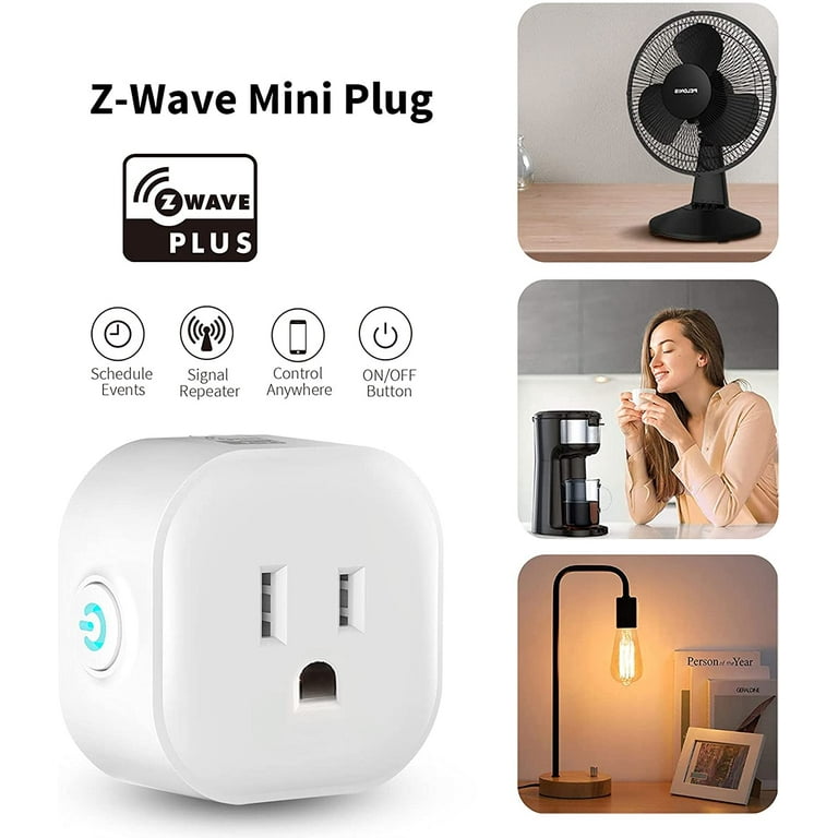 Minoston Z-Wave Outlet, Mini Smart Plug, 15A, Z-Wave Hub Required, Built-In Repeater/Range Extender, Work with SmartThings, Wink, Alexa, Google