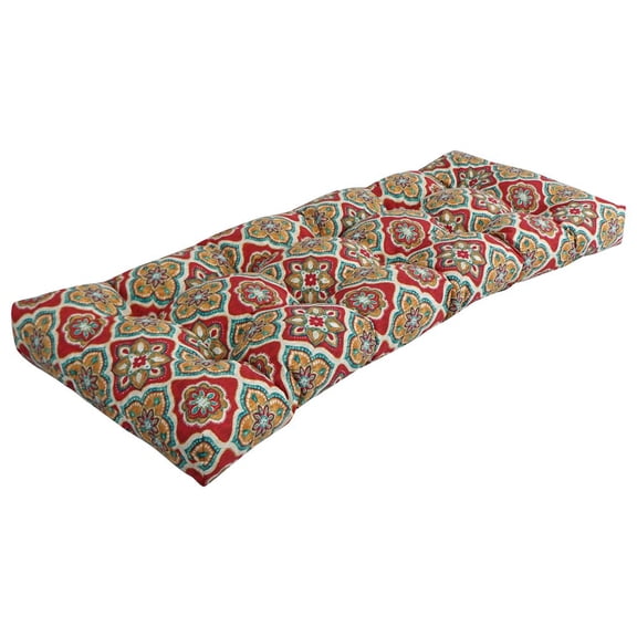 Blazing Needles 46-inch by 19-inch Tufted Patterned Outdoor Spun Polyester Loveseat Cushion