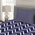 thumbnail image 2 of Ambesonne Nautical Quilted Coverlet 2 Pcs, Zig Zag Modern Pattern, Twin Size, Dark Purple White, 2 of 4