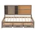 thumbnail image 5 of Twin Size Daybed with Storage, Wood Day Bed Frame with Shelves Headboard and 3 Drawers, Wooden Sofa Bed for Living Room Bedroom, No Box Spring Need, Wood color, 5 of 9