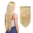 thumbnail image 1 of 100% Remy Human 1 Piece 5 Clips Clip in Human Hair Extensions Silky Straight Hair, 1 of 6