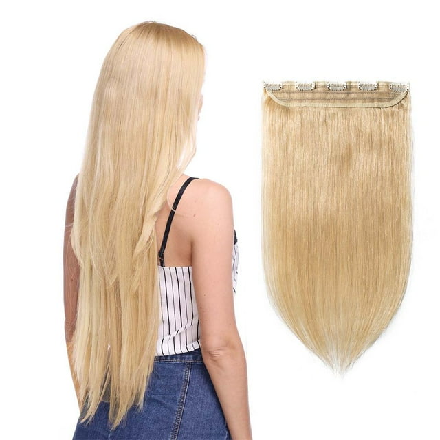 100% Remy Human 1 Piece 5 Clips Clip in Human Hair Extensions Silky Straight Hair