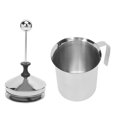 thumbnail image 4 of Nieyigj Premium Manual Milk Frother 304 Stainless Steel Double Layer Brushed Process 800cc Capacity Wide Handle Coffee Creamer Maker for Lattes Cappuccinos Hot Chocolate 10 inches / 25.4 cm, 4 of 9