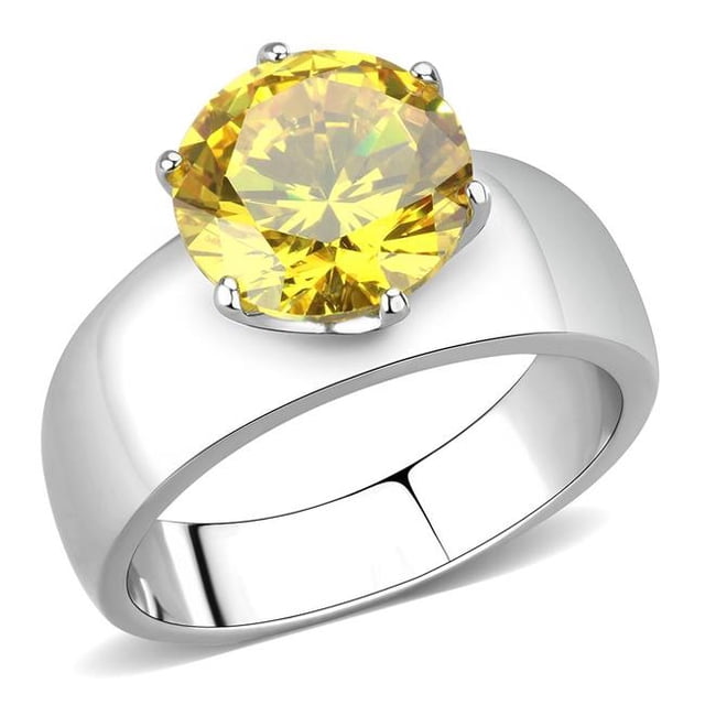 Alamode TK52011-10 Bague en Acier Inoxydable Poli pour Femmes avec Grade AAA CZ en K2 - Taille 10