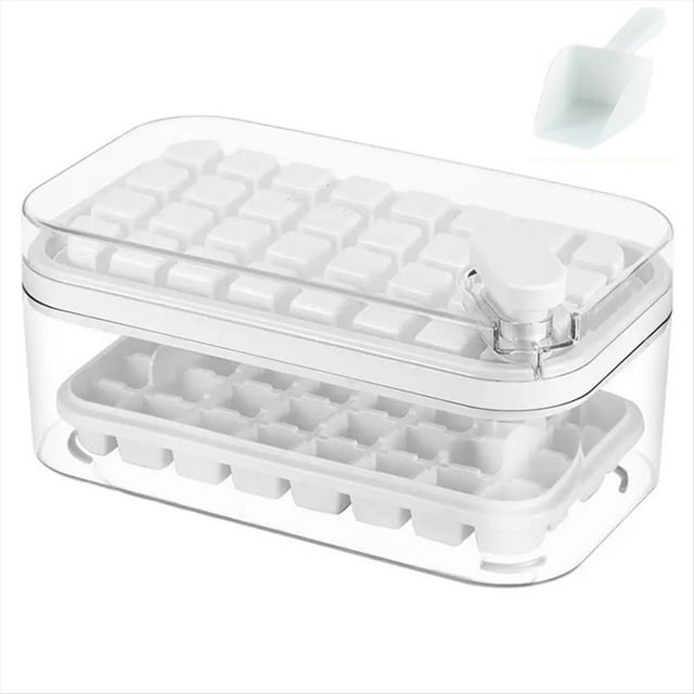 Contenedor de Cubitos de Hielo con Tapa Moldes para Cubitos de Hielo Bandejas de Hielo para Congelador Bandeja para Cubitos de Hielo Molde Contenedor de Congelador Extraíble