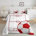 thumbnail image 2 of Football Comforter&nbsp;Set Twin Size Soccer Bedding Set Teens,Red and White Sports Themed Quilt Bed Set Football Field Down Comforter Room Decor with 1 Pillowcase, 2 of 6