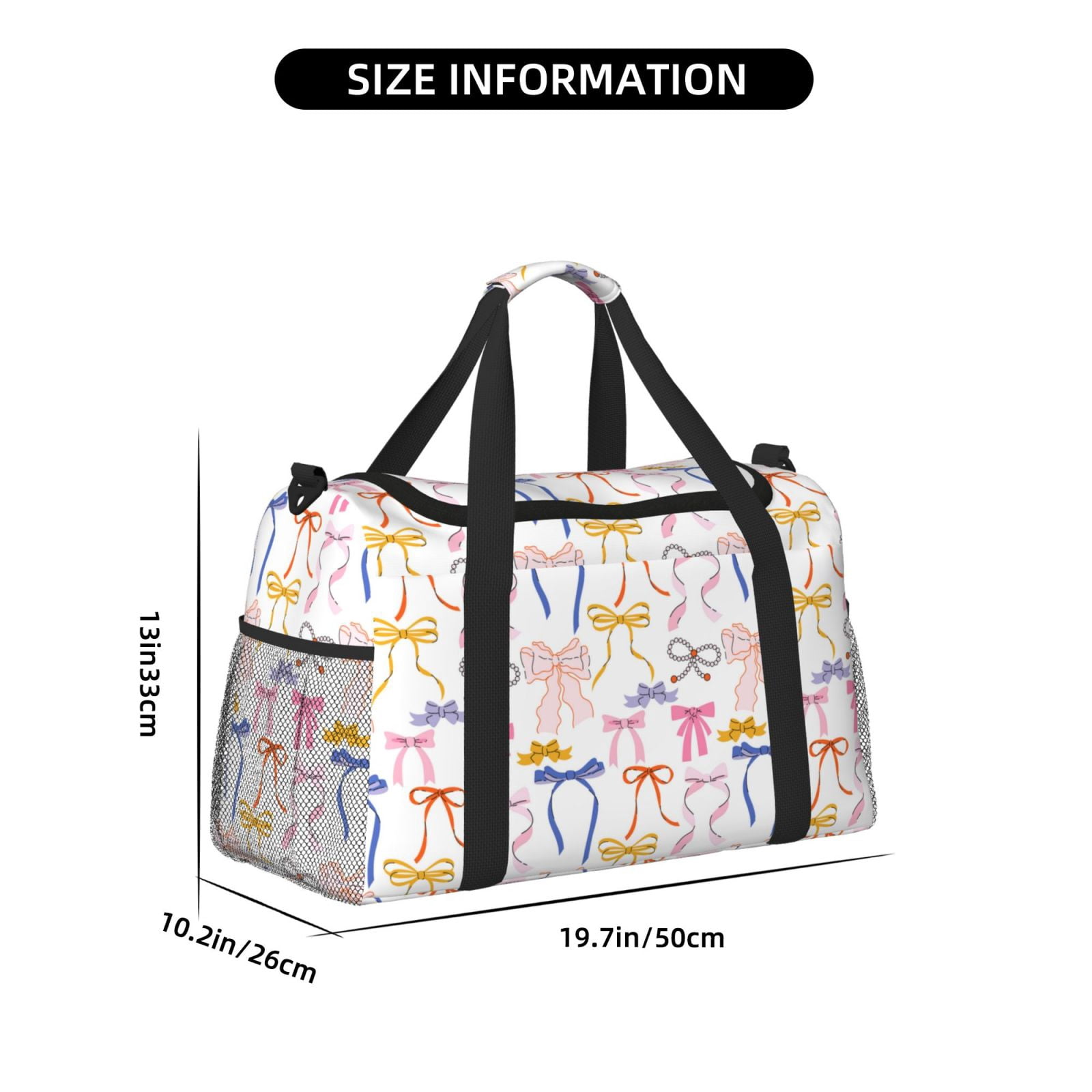 Fuzoiu bow ribbons Print Travel Duffle Bag,Carry On Tote Bags,Duffel Bag,Sport Gym Bag, Hospital Bag for Labor and Delivery, Overnight Bag,Luggage Bag