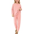 thumbnail image 3 of Agkizg Girls 2 Piece Summer Outfit Set Long Sleeve Round Neck Top and Pants Cozy Winter Matching Set for Big Kids, 3 of 6