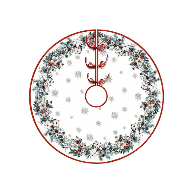 RKSTN Christmas Tree Skirt Exquisite Printed Christmas Tree Skirts Personalized Snowflake Christmas Tree Reindeer Skirts Christmas Decorations Christmas Tree Skirts