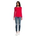thumbnail image 3 of No Boundaries Women's Juniors Crewneck Ribbed T-Shirt with Long Sleeves, 2-Pack, 3 of 5
