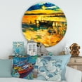 thumbnail image 2 of Designart 'Boat At The Lake During Evening Glow VI' Nautical & Coastal Circle Metal Wall Art 36x36 - Disc of 36, 2 of 5