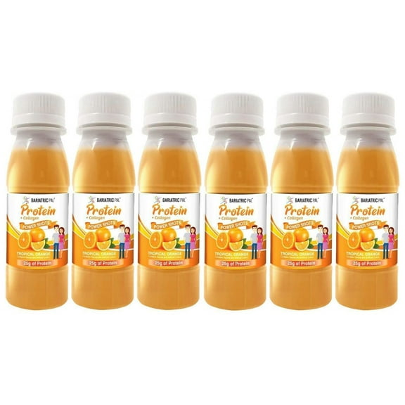 BariatricPal 25g Whey Protein & Collagen Power Shots - Tropical Orange Size: 6-Pack