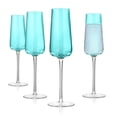 thumbnail image 4 of Artland Soho Optic 8.5 oz Champagne Flute & 14 oz Goblet (8-Piece Set) - Stemmed Glasses for Weddings, Parties - Versatile Use Cocktails, Prosecco, Wine Ideal Gift Idea, Dishwasher Safe (Turquoise), 4 of 5