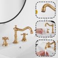 thumbnail image 5 of 8 inch 2 Handles 3 Holes Widespread Bathroom Sink Faucet Antique Brass Bathroom Vanity Faucet Basin Mixer Tap Faucet Matching Metal Pop Up Drain with Overflow, 5 of 6