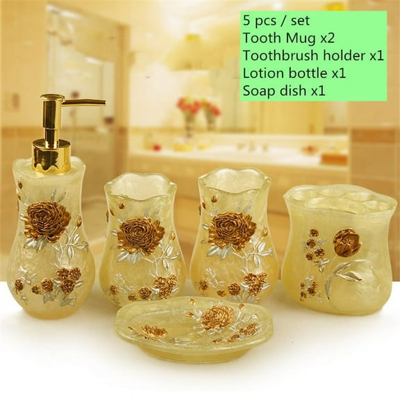 Heavenly Designs Watson Bathroom Accessories - Beige Resin Bathroom Set - 1.9lbs - Adult