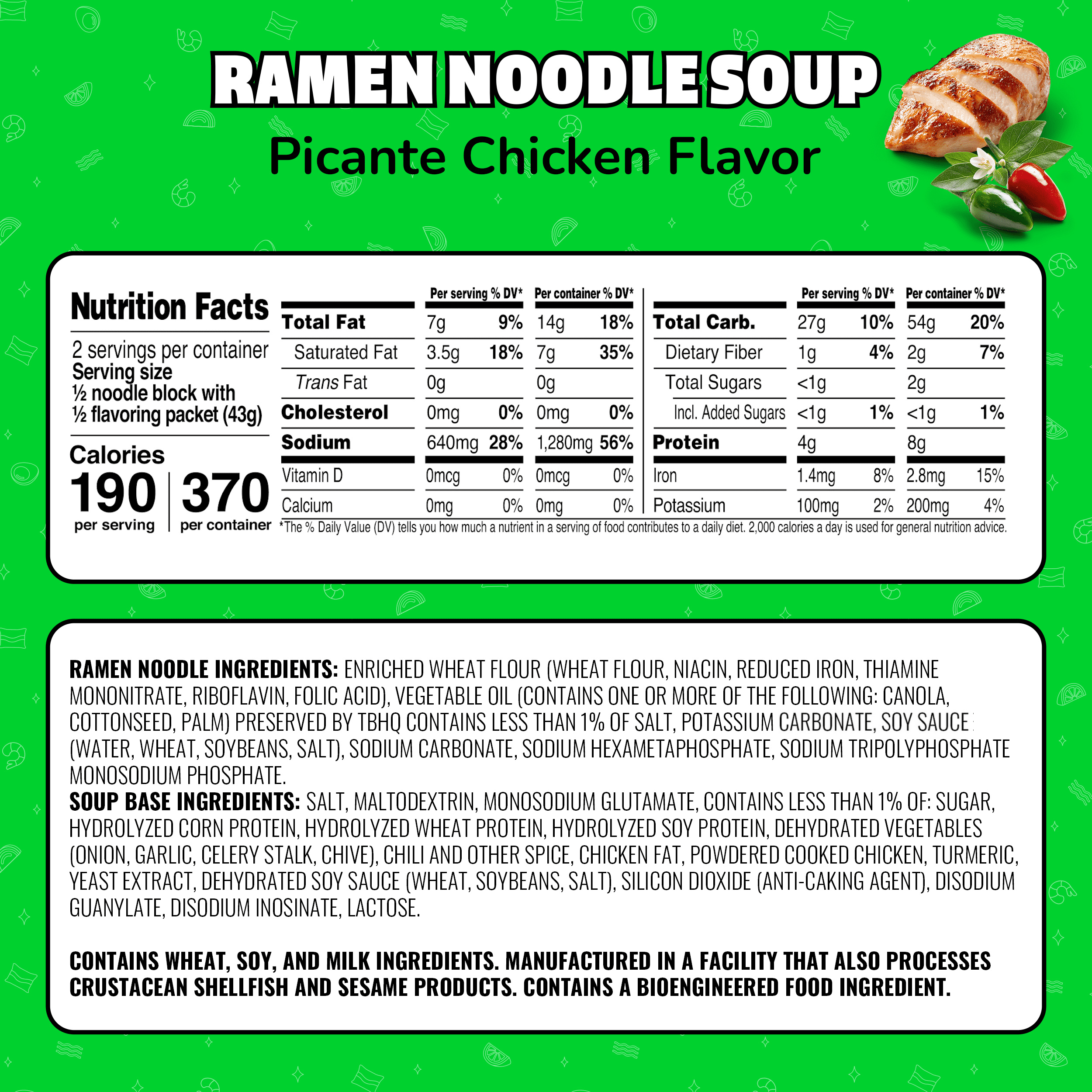 Maruchan Ramen Noodle Soup, Picante Chicken Flavor Instant Noodles, 3 oz