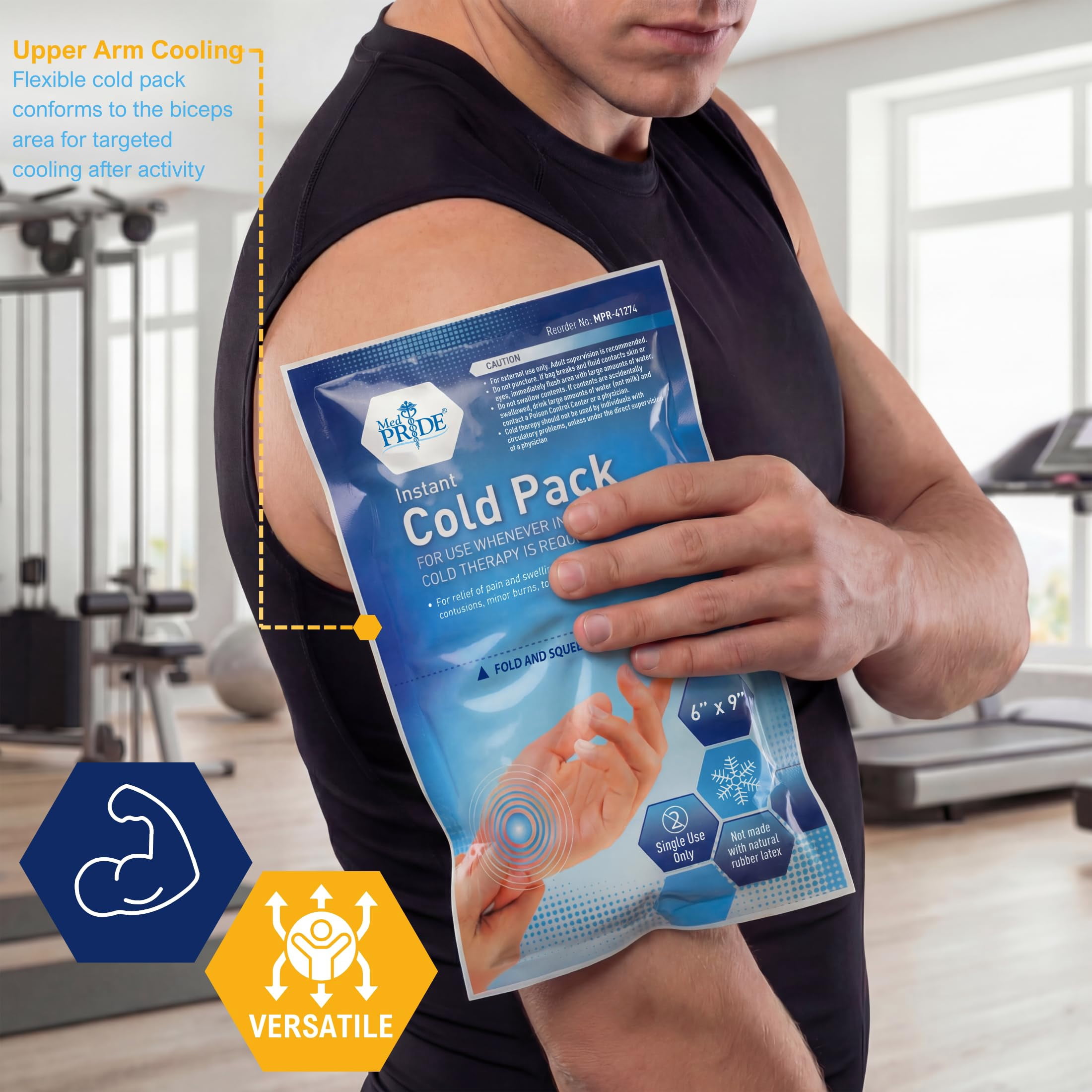 MED PRIDE Ice Packs 24-Pack – 6x9in Instant Cold Pack for Injuries & Pain Relief, Disposable Cold Compress Therapy Bags for First Aid & Recovery