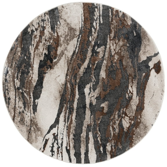 SAFAVIEH Pacific Nick Abstract Area Rug, Dark Grey/Beige, 6'7" x 6'7" Round