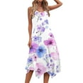 thumbnail image 4 of Womens Sleeveless Floral Dress Summer Casual Sundress Handkerchief Hem A Line Swing Beach Midi Dress, 4 of 7