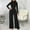 Black, variant on Honeeladyy Sales Elegant Jumpsuit for Women Long Sleeve Slim Shirt Loose Long Pants One-Piece Solid Color Bodysuit Soft Comfy Clothes