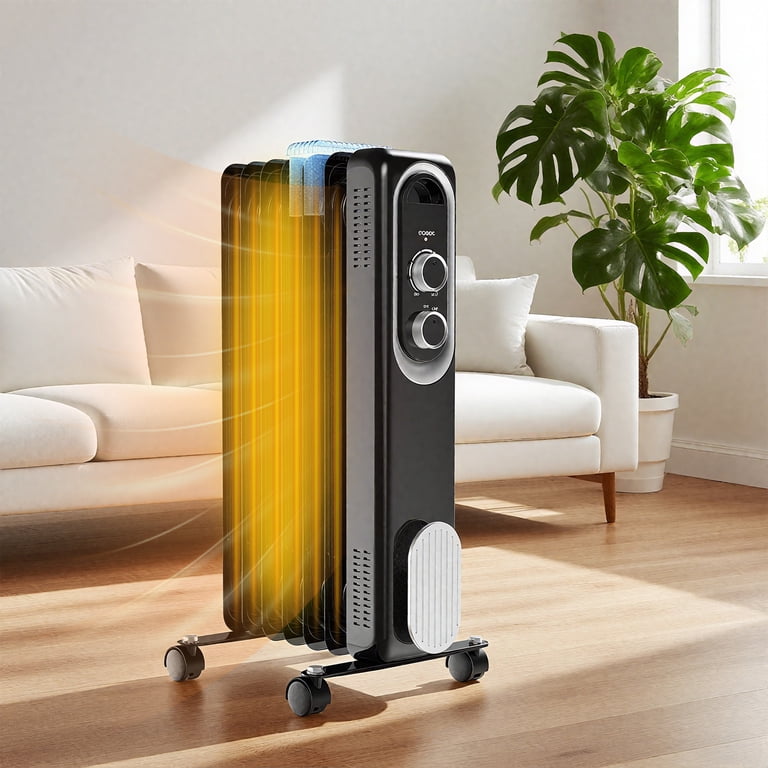 edx 1500W Oil Filled Radiator Space Heater, Black photo 6