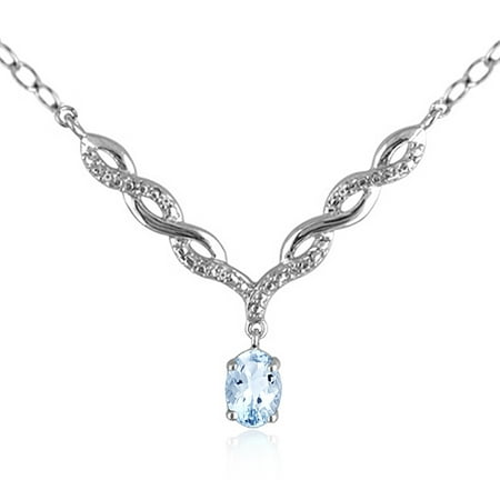 JewelersClub 0.60 Carat T.G.W. Sky Blue Topaz Gemstone and 1/20 Carat T.W. White Diamond Pendant