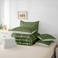 thumbnail image 6 of Homewish Vintage Rectangle Plaid Twin Bedding Sets 7-Piece, Stripes Ombre Bedding Comforter Set, Green Abstract Artwork Reversible Sheet Sets, Ultra Soft Bedroom Decor, 6 of 8