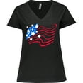 thumbnail image 3 of Inktastic Stylized American Flag Fourth of July Women's Plus Size V-Neck T-Shirt, 3 of 5