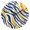 Black, variant on Yellow Blue Zabra Skin Stripes Round Wall Clock Silent Analog Battery Operated Gold Pointer Home Decor 9.84" Diameter