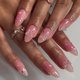 thumbnail image 1 of Uñas postizas Imsohot de almendra, color rosa, tamaño mediano, con diseño de mariposa, diamantes de imitación y diseño brillante, cobertura total, acrílicas, adhesivas, para mujer, 24 unidades, 1 of 1